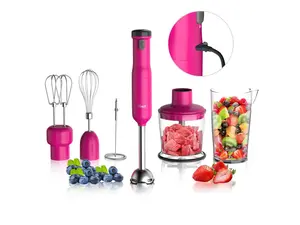 Rosewill 6-in-1 Multi-Speed Cordless Rechargeable Immersion Hand Blender,  Heavy Duty Motor - Stick Blender, Beaker, Whisk, Chopper, Dual Beater, Milk Frother - For Smoothies, Baby Food, Soup - Rose
