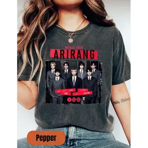 Arirang World Tour T-Shirt, Bangtan 2026 Concert Shirt Fashion Fans Bold edgy design for goth Harajuku streetwear lovers  Gift for Birthday Anniversary Holiday Christmas Halloween
