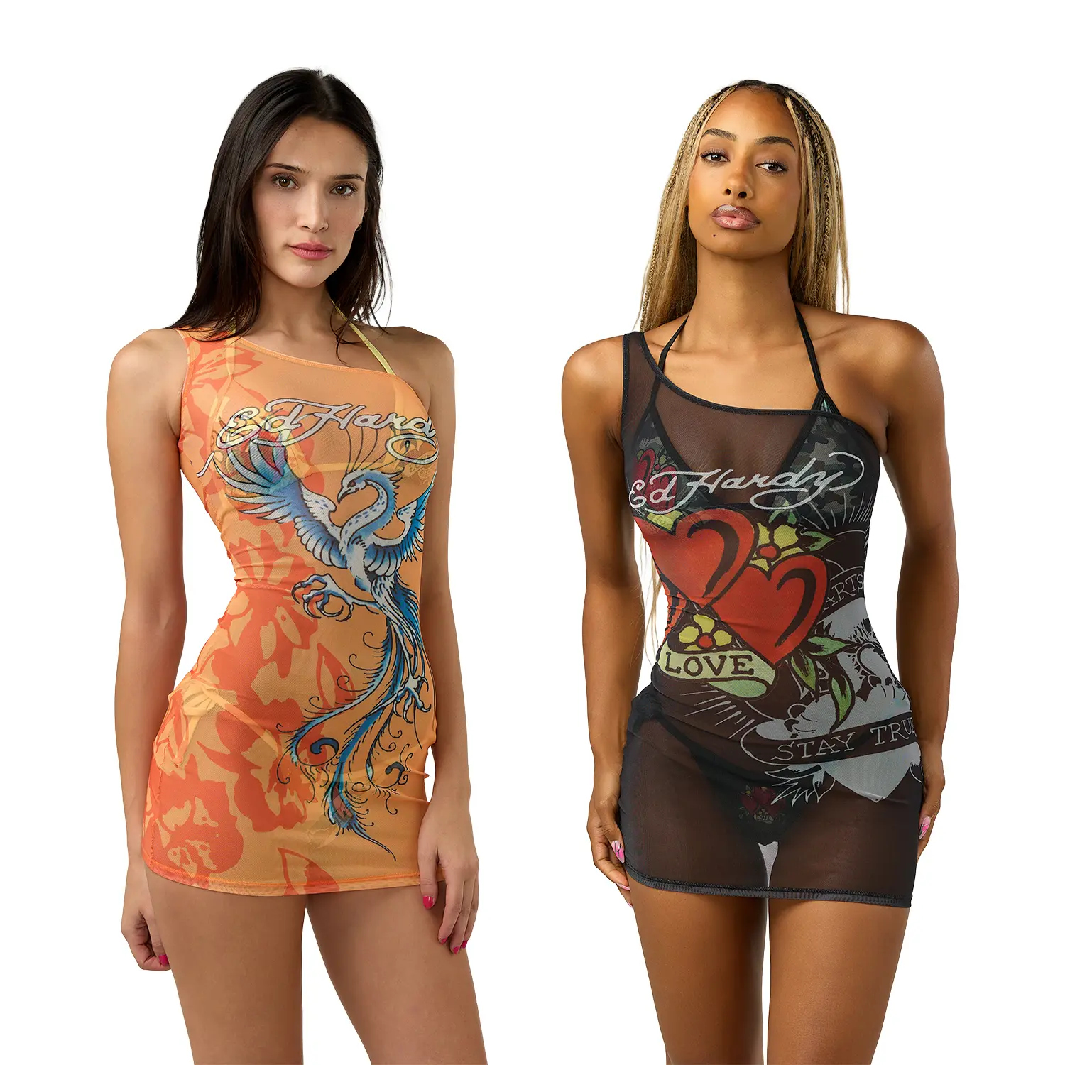 ED HARDY SWIM ONE SHOULDER MESH DRESS - '26 CORE COLLECTION