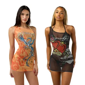 ED HARDY SWIM ONE SHOULDER MESH DRESS - '26 CORE COLLECTION