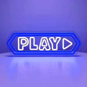 FANCYCHIC Play Neon Sign - USB Dimmable Retro Arcade Wall Lamp for Game Room Gaming Setup, Cool Gamer Gift for Teen Boys