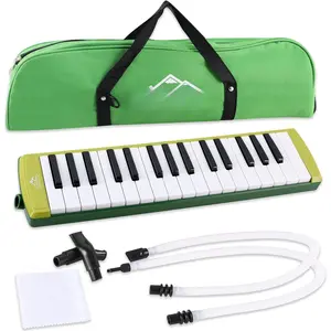 32 Key Melodica Instrument Air Piano Keyboard Soprano Melodica with 2 Mouthpieces Tube Sets Carrying Bag for Beginners Adults  Green