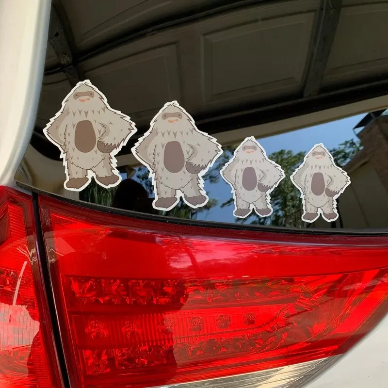 Cute Sasquatch Family Car Stickers, Bigfoot Window Decals for Families, Die Cut Vinyl Cryptid Bumper Sticker Set with Parents and Kids