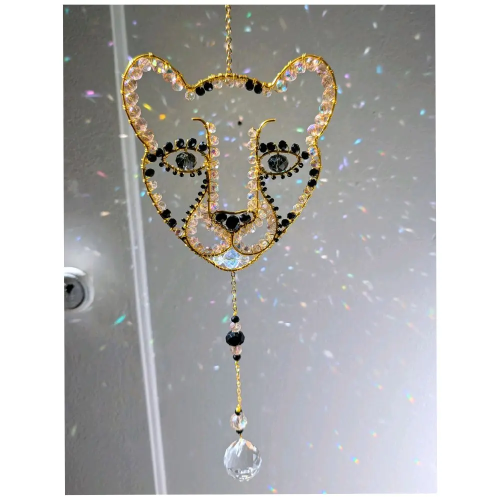 Handmade Cheetah Crystal Suncatcher | Wire Wrapped Window Hanging | Animal Decor | Rainbow Sun Catcher | Nature Inspired Gift