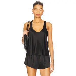 Enza Costa Silk Satin Tank Top in Black
