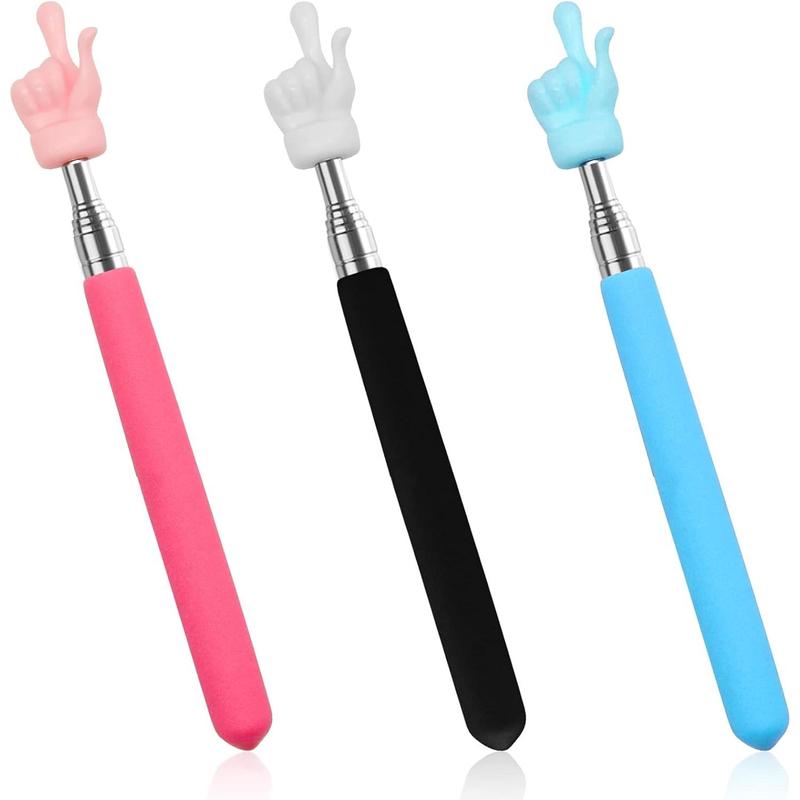 3 count Telescopic Teachers Pointer, Extendable Hand Pointer Finger Pointer Stick, Mini Retractable Classroom Pointer for Elementary School  Teacher, Classroom Supplies (Black Pink Blue)