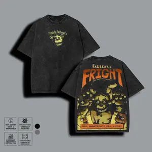Fright Horror Attraction Hoodie & Tee Springtrap Vintage Washed Shirt Retro Fazbear Animatronics Graphic Heavyweight 90s Streetwear Top 100% Sustainable US Cotton