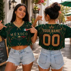 Mexico Inspired Crop Top, Personalized Name Number Shirt, Aztec Pattern Graphic Tee, Custom Heritage Gift for Women