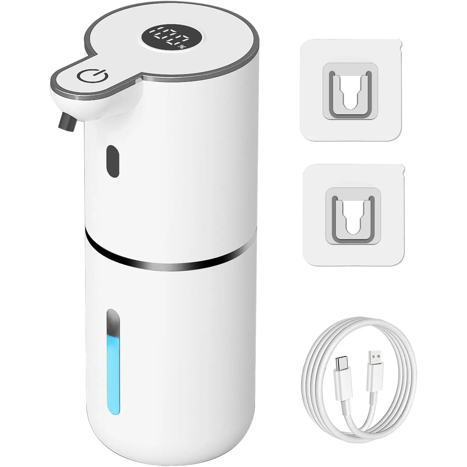 Multifunctional Touchless Hand Soap Dispenser, USB-Rechargeable Waterproof Wall-Mount Smart Dispenser with 6-Level Adjustment, 12.8oz/380mL for Bathroom, Kitchen, Business Hotels & Hospitals