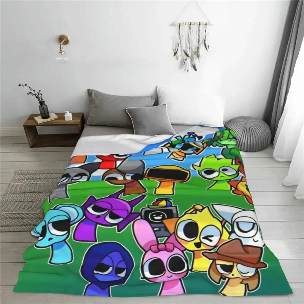 Sprunki Blanket Super Soft Cozy Throw Blankets for Couch ,Cartoon blanket, children's birthday gift,Applies to Super soft  decorative sofa/sofa/bedroom ,New models Flannel cartoon style ,Fluffy Blankets For Decorative Sofa Portable