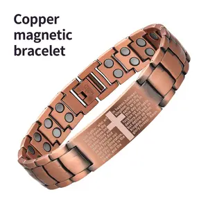 Men's Adjustable Copper Magnetic Cross Bracelet - Low Allergy, Magnetic Bracelet Pure Copper Magnetic Absorption Bracelet, Durable Design,  as the Perfect Gift for Valentine's Day and Father's Day