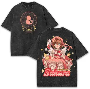 Cardcaptor Sakura Anime Magic Tee – 2-Sided Oversized Washed 260GSM Shirt with Retro Magical Girl Art | Catch the Cards, Spark the Charm