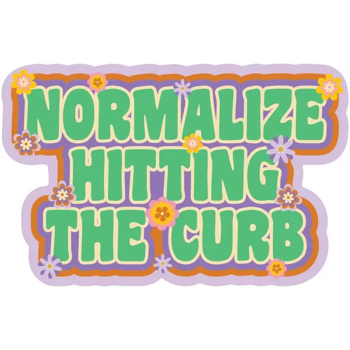 "Normalize Hitting The Curb" Funny Retro Bumper Sticker | Die-Cut Sticker for Laptop Water Bottle