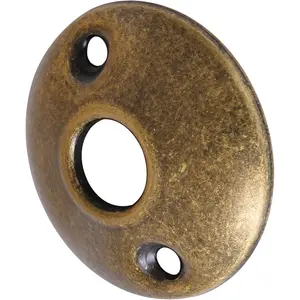 2 Pack Round Vintage Antique Brass Door Knob Rosettes for Interior Doors, Old Style Door Knob Plate Replacement for Mortise Lock Rim Lock