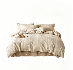 2026 New Arrival Premium Light Luxury Brushed Cotton-Linen 4-Piece Bedding Set - All-Season Hypoallergenic Sheets, Duvet Cover, Solid Soft Fabric for Minimalist Bedroom, Four-Piece
