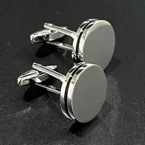MENDEPOT Smooth Silver Round Cufflinks Men Gift For Father Husband