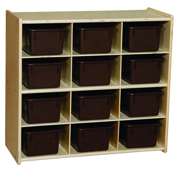 Baltic Birch Plywood 12-Cubby Rectangular RTA Home Organiser - Eco-Friendly Storage Unit with Compartments, Chocolate Storage Boxes, 45 lbs Capacity