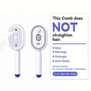 Electric Mist Spray Hair Brush with Scalp Massage, Self-Cleaning Detangling Comb, Anti-Static Hair Volumizer for Dry & Frizzy Hair, Ideal for Outdoor Sports, Travel & Daily Hair Care, Not for Hair Straightening, No Essential Oil Included