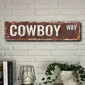 Vintage Cowboy Way Sign, 1 Count Wall Decor, Western Decor, Wall Art for Home, Shop, Garage, Suitable for Indoor & Outdoor Display