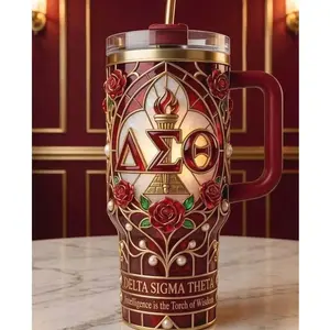 Delta Sigma Theta Stainless Steel Tumbler with Handle – Sorority-Inspired Insulated Cup, Perfect DST Gift for Sisters