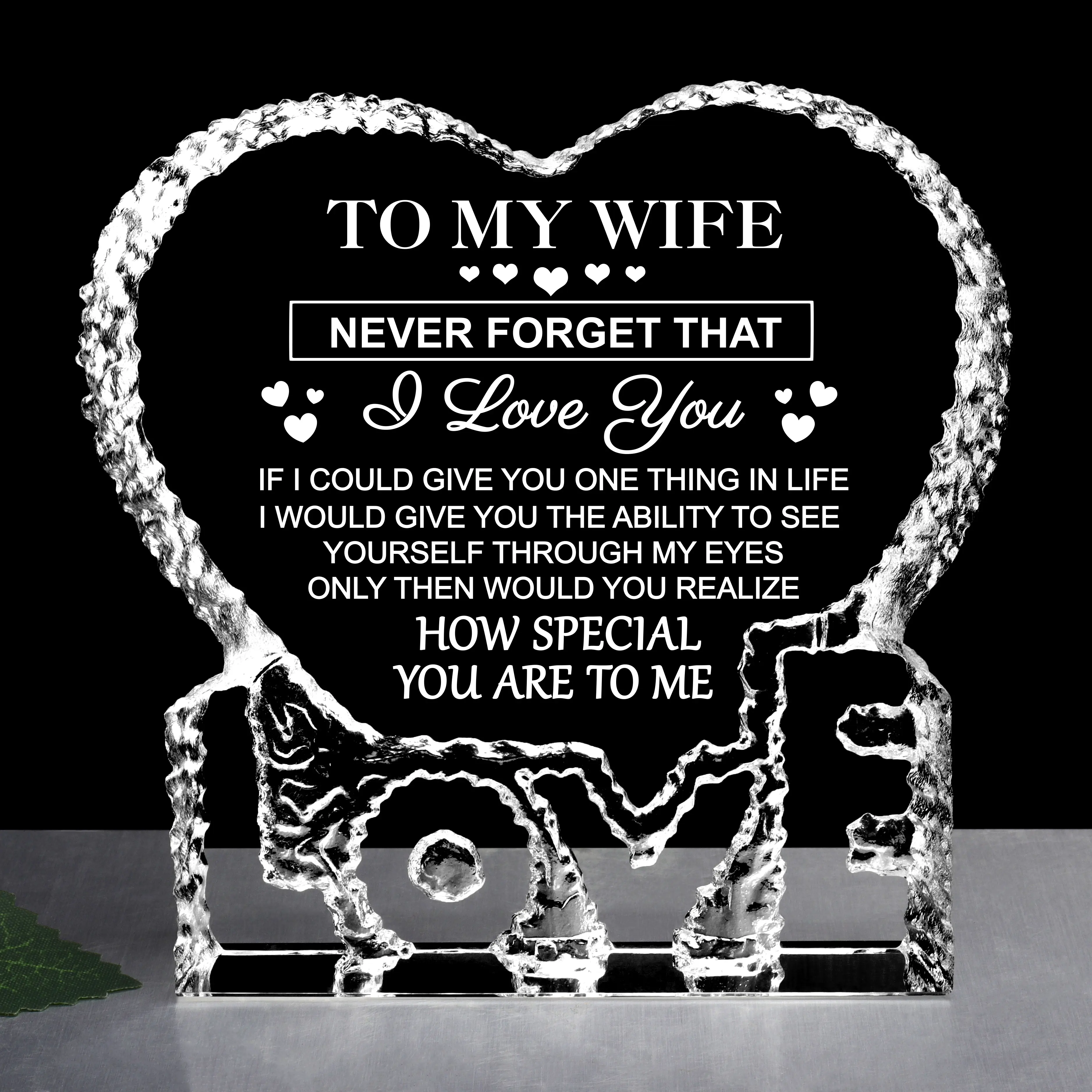 Mothers Day Birthday Gifts for Wife, I Love You for Her Crystal Keepsake Wife Gifts from Husband Anniversary Birthday Presents for Her Women summerwins