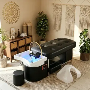 Baasha All-in-One Head Spa Bed  Shampoo Station with Water Circulation, 7-Color Light Therapy & Integrated Steamer - Luxury Scalp Massage & Beauty Table! ‍️