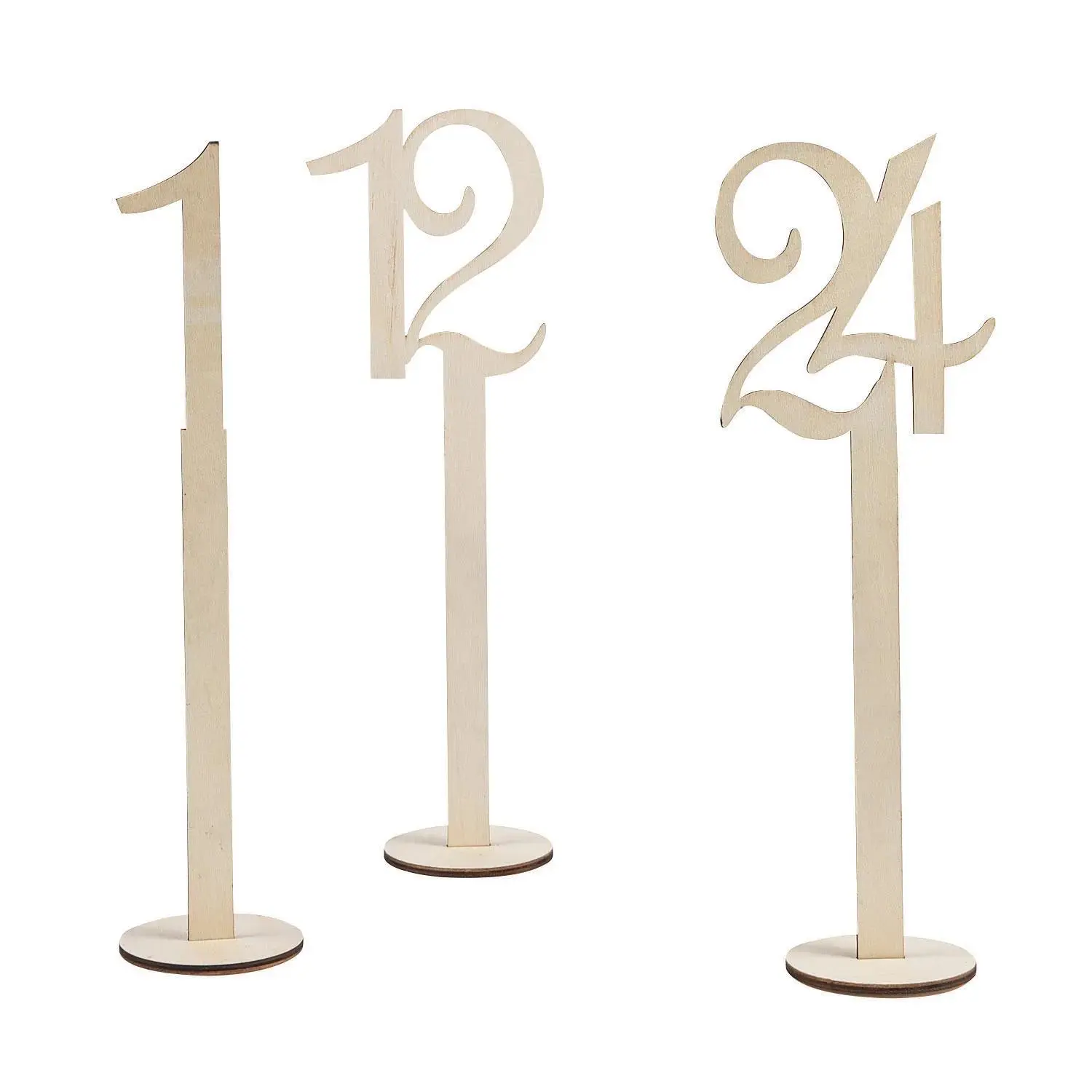 Do It Yourself Unfinished Wood Wedding Table Numbers, Craft Kits, 24 Pieces