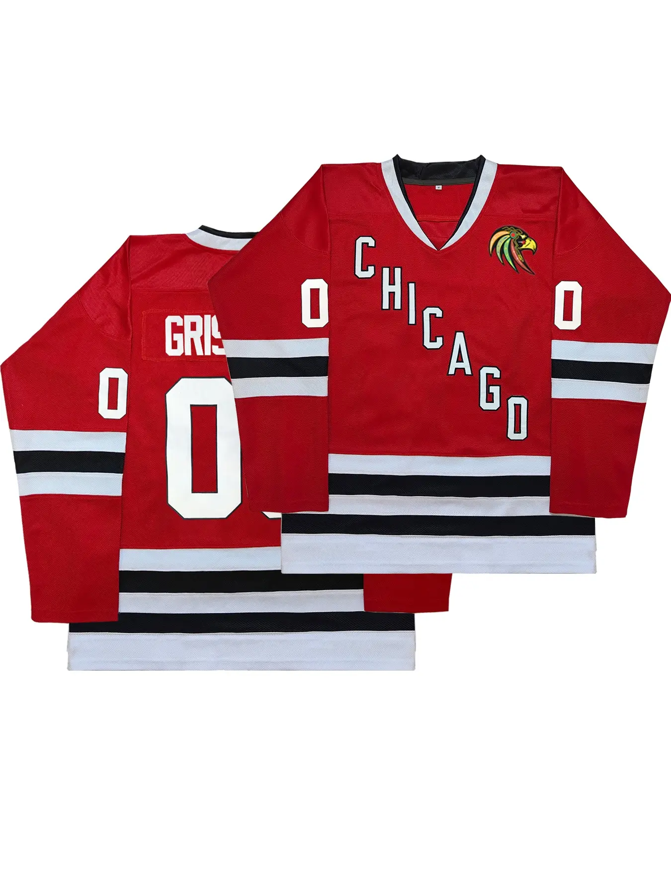 Men'S Hockey Jersey Long Sleeve Hockey uniform, Non-Stretch Fabric with Number 00, All-Season Hockey Gear for Games, Practices, Machine Washable Adult Ice Hockey Suit, V neck Uniform, Athletic Tops, Athletic Clothes