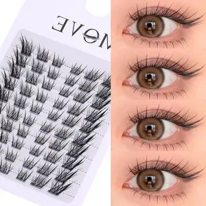 10-Row Fox Style Comic Lashes, Soft Synthetic Mink Material, Segmented Design, Ideal for Beginners & Professionals, Perfect for Daily Use