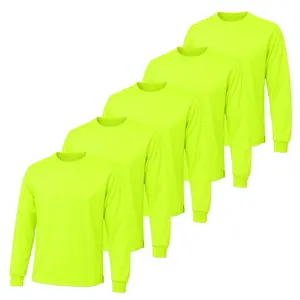 5 PACK SHIRTS - Hi Visibility Long Sleeve Shirt, Ultra-Lightweight Polyester Birdeye Fabric for Quick Dry