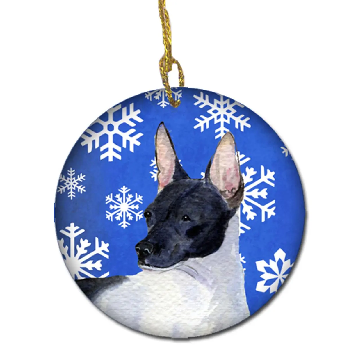 Rat Terrier Winter Snowflakes Holiday Christmas Ceramic Ornament