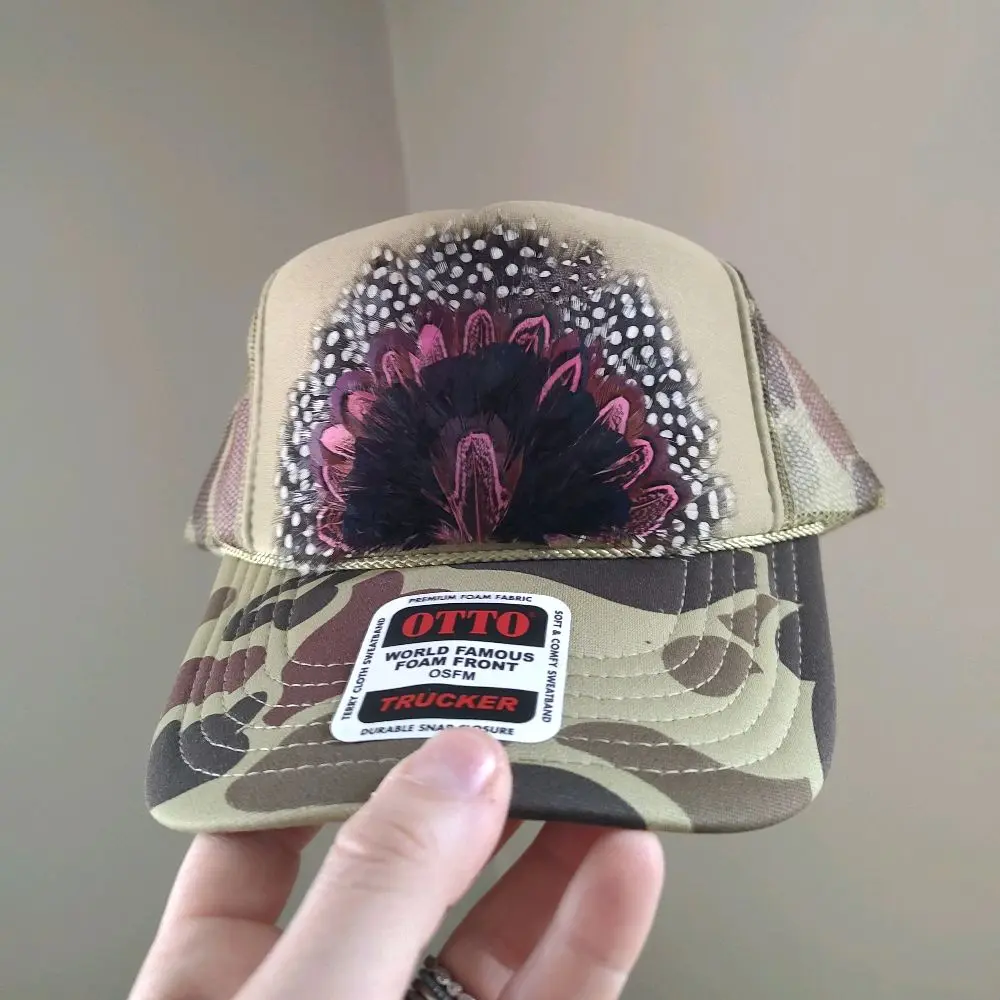camo pink feathers