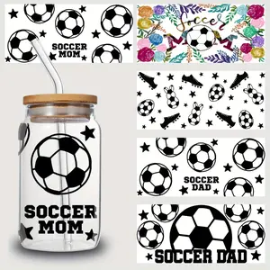 5pc Soccer UV DTF Cup Packaging Stickers Waterproof Decorative for Mugs Cups Bottles School Supplies Art Crafts DIY Transfer Paper Easy to Apply Long-Lasting, and Reusable Transfer Stickers