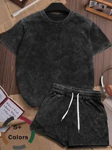 Women's Vintage Style Sportswear Set, Elegant Summer Casual Round Neck Loose Short Sleeve Top & Shorts, Suitable for Daily Commute