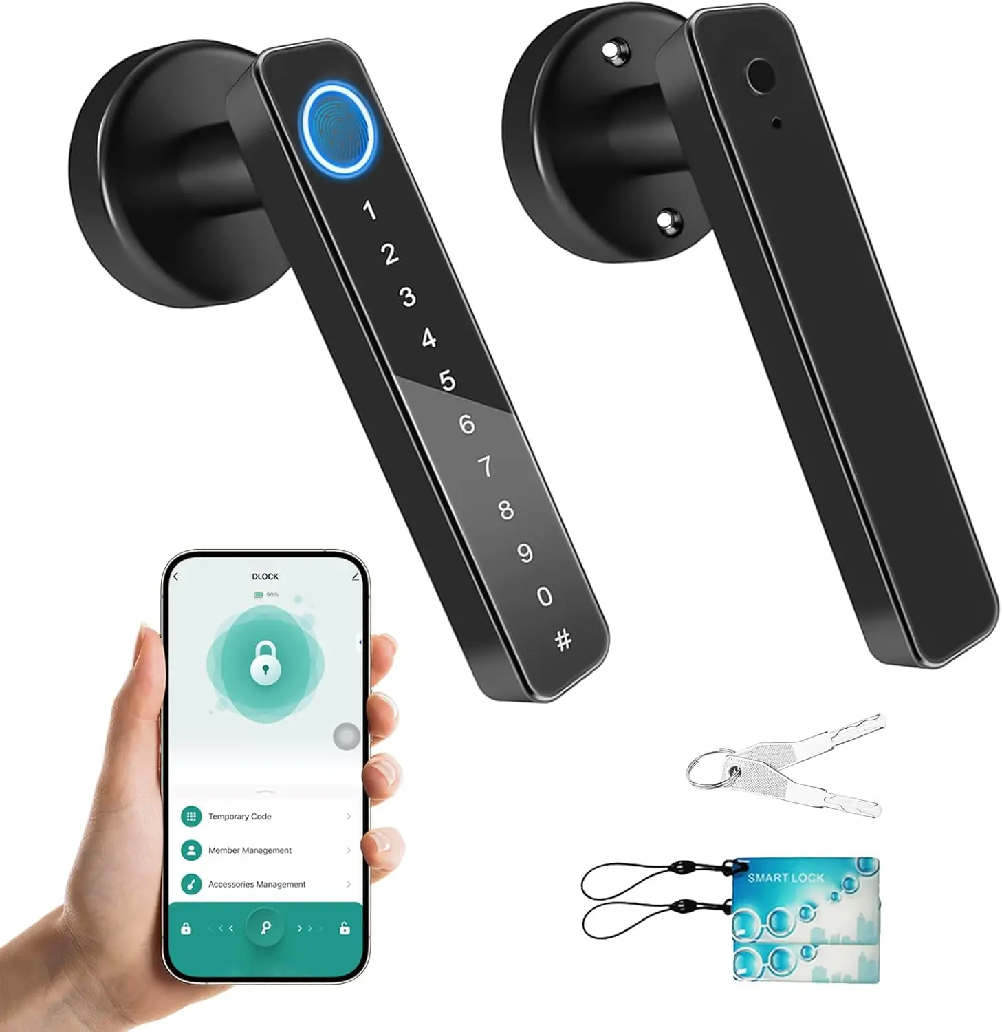 Fingerprint Door Lock  Biometric Door Knob Keyless Entry Door Lock One-Touch Lock & Unlock  Touchscreen Lock with Handle for Front Door Bedroom Hotel Office Apartment