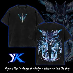 Devil May Cry Vergil alpha and omega dmc 5 anime manga movie game v2 2 Sided Washed Cotton T-shirt unisex graphic tees movie Menswear