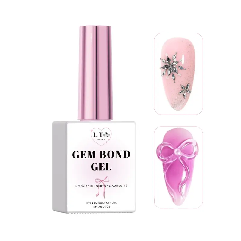 Rhinestone Liner Gel with Built-in Brush for Precision Application Medium-thick Viscosity Strong Hold for Gems Charms LED UV Cure