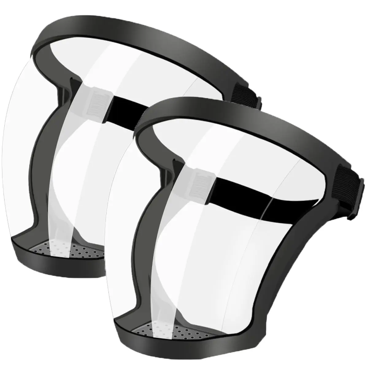 Full Face Super Protective Shields, 2pcs Unisex Cycling Face Shield with Clear Spray Splash Proof Full Face Protective Protect Eyes, Nose, Mouth