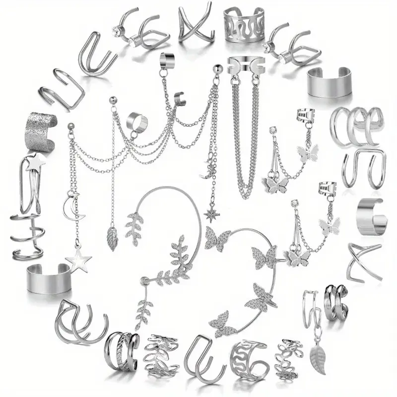 31pcs of Spiral Cartilage Ear Clip Earrings, Ear Tips for Women and Men, Non-Pierced Ear Clip Fake Earrings, Cartilage Suitable for Birthday Gifts, Parties, and Daily Wear campingessentials