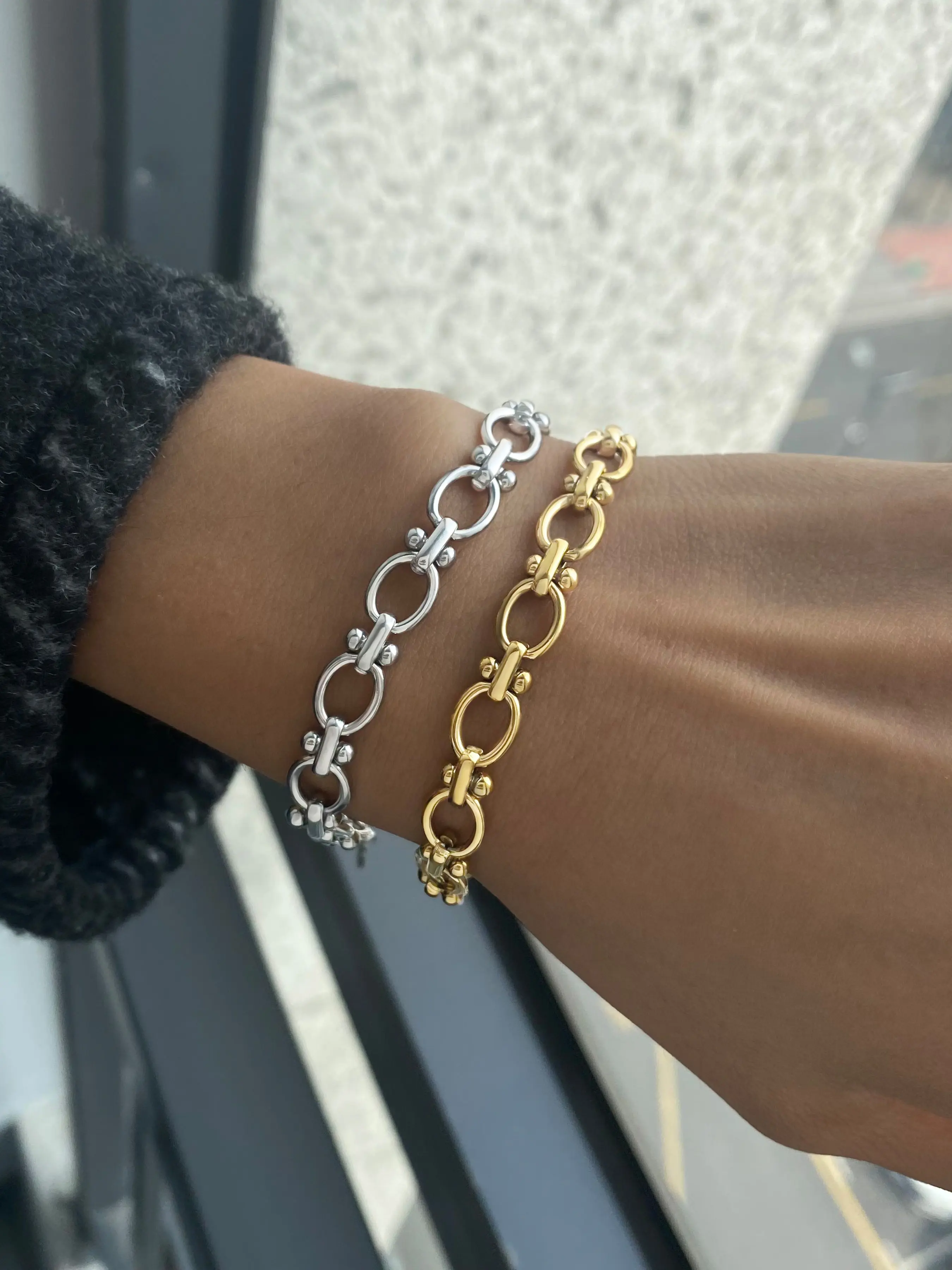 Unisex Bracelet Set Geometric O Shaped Connection Dot Chain Stackable Bracelets Fashion Bracelets Stainless Steel 18k Gold Plated Waterproof And Anti Allergy Classic Handcrafted Art Simple And Casual Daily Accessory