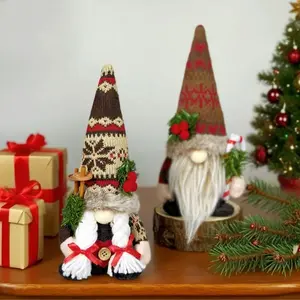 Christmas Sitting Elf Gnome Faceless Old Man Knitted Doll Toy
