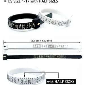 10-Pack Ring Sizers Plastic Finger Sizing Measure Tool for Bridal Women DIY Accurate Measure US Sizes 1-17 Adjustable Compact Durable Design Jewelry with Half Sizes