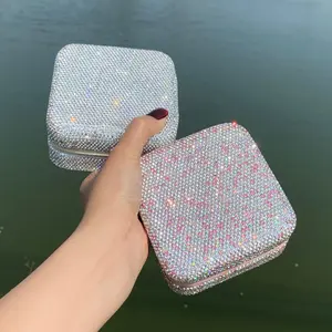 Jewelry Box Light Luxury Diamond Multi-function Ring with Mirror Earrings Necklace Square Storage Box for Sweden UAE and US