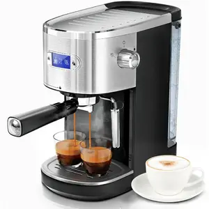 20 Bar Espresso Machine Semi-Automatic, Professional Coffee Maker with Milk Frother Steam Wand & 45OZ Removable Water ,  Barista System for Cappuccino, Latte, -Stainless Steel