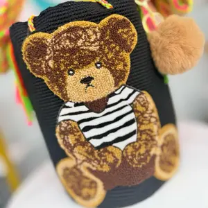 Large Teddy Bear Wayuu Bag 10H x 11W x 38 Strap | Handmade Cute Mochila | Trendy Crossbody Bag