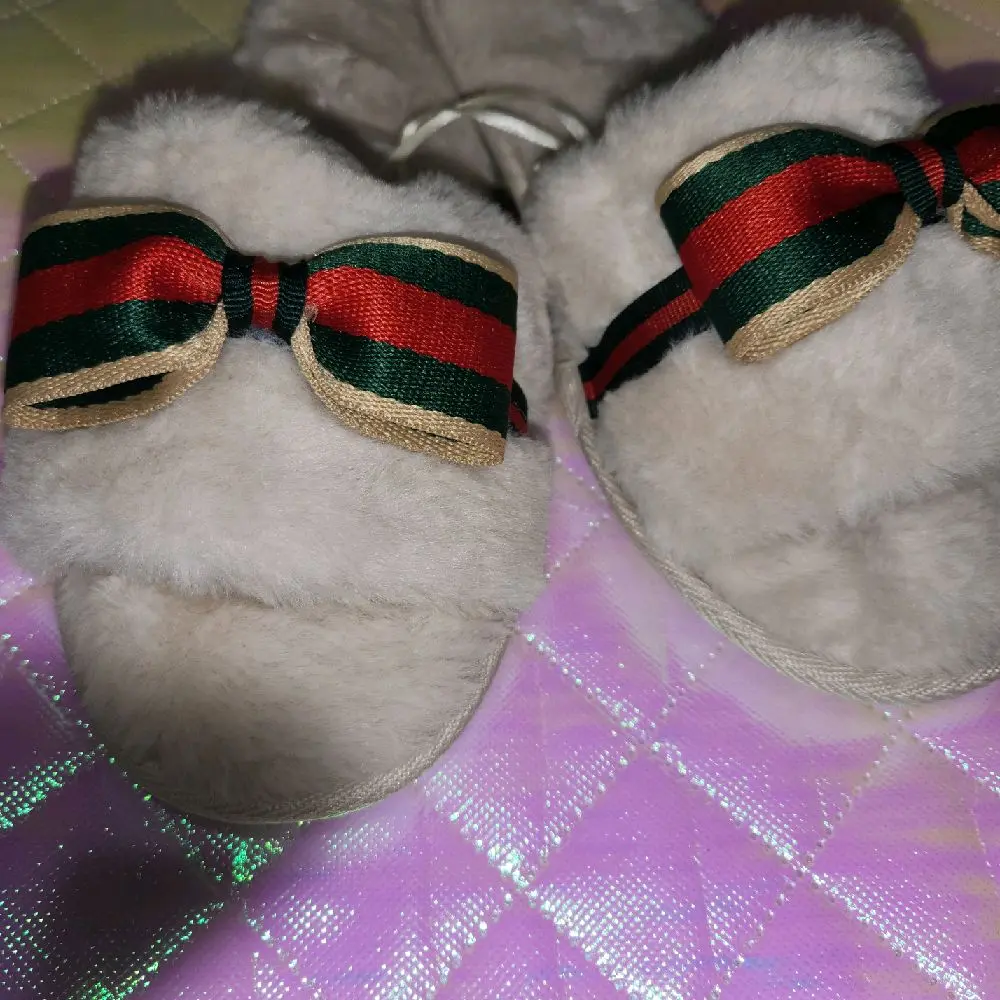 Custom Slippers Size 9/10 with red and green bow