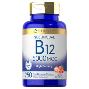Carlyle Vitamin B12 5000mcg | 250 Fast Dissolve Tablets | Natural Berry Flavor | Vegetarian, Non-GMO, Gluten Free