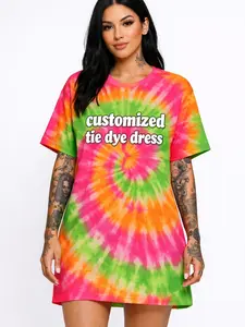 TIE DYE T SHIRT DRESS CUSTOMIZED TIE DYE Pack Live - PLAIN OR ADD A Choose the Graphic Women's Comfortable T-Shirt, Sweatshirt, Hoodie - Christmas T-Shirts, Skull & Retro Shirts, Streetwear Casual Crewneck Tee