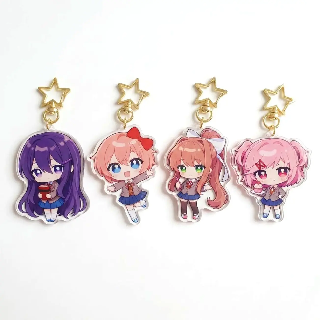 DDLC Acrylic Keychain, Monika Natsuki Yuri Sayori Bag Charm, Doki Doki Club Keyring