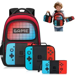 Schoolbag three-piece set game console style backpack men's backpack waterproof trendy light weight load reduction large capacity